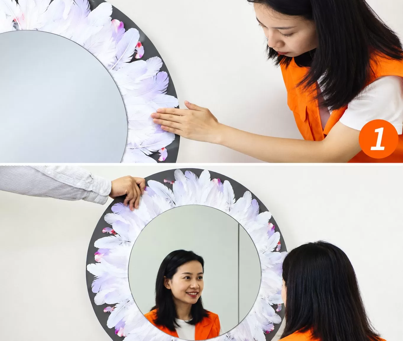 viền gương của gương in 3D lông vũ